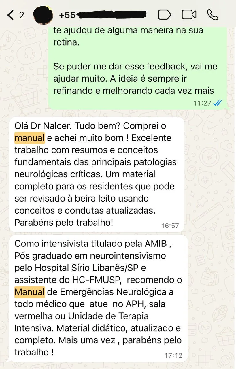Intensivista AMIB recomendando o manual para APH, sala vermelha e UTI